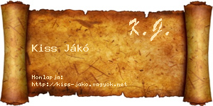 Kiss Jákó névjegykártya